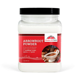 Hoosier Hill Farm Arrowroot Powder jar seals freshness for reliable thickening