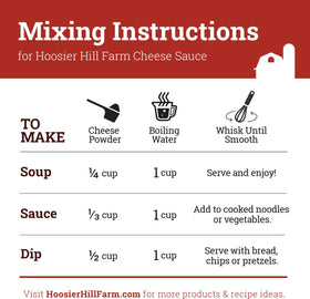 Hoosier Hill Farm Beer Cheese Sauce Mix ingredients on the box show real cheese