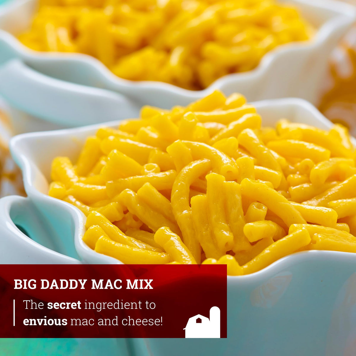 Cooked elbow macaroni with Big Daddy Mac creates a family-friendly cheese dish.