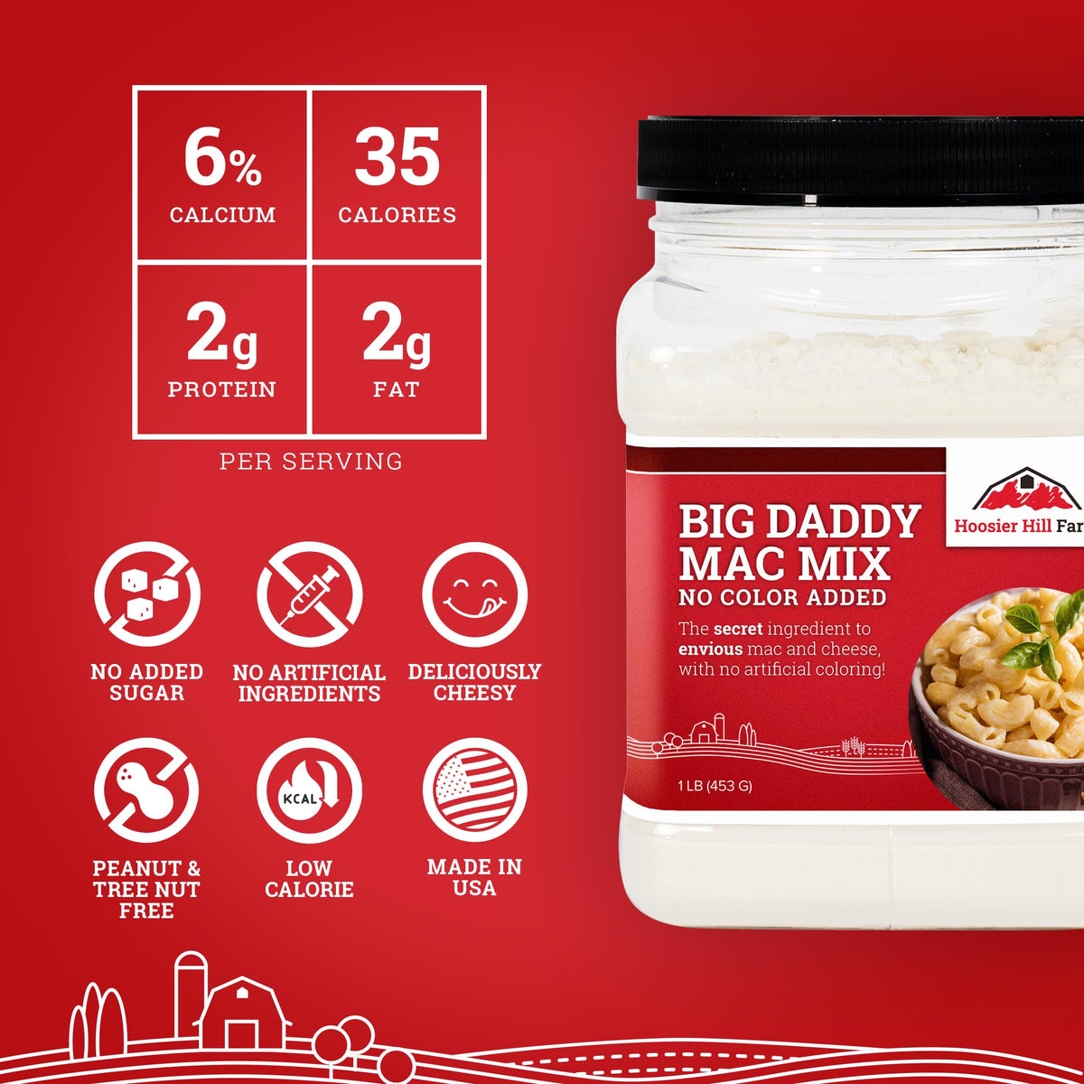 Hoosier Hill Farm Big Daddy Mac Mix sauce simmering with pasta.