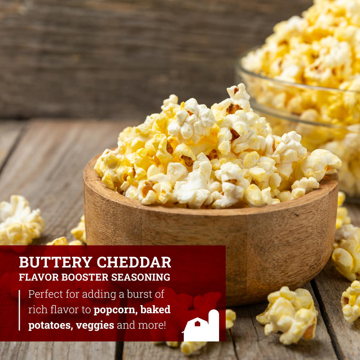 Hoosier Hill Farm Buttery Cheddar Seasoning on popcorn elevates movie night