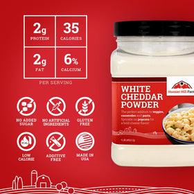 Hoosier Hill Farm cheddar cheese powder on nachos for a zesty topping.