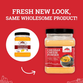 Hoosier Hill Farm cheddar powder sprinkled on popcorn for bold flavor