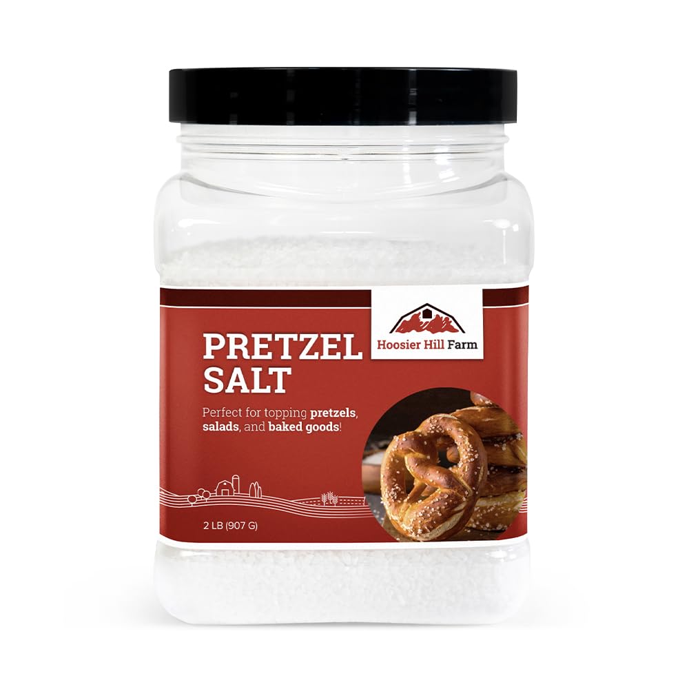 Hoosier Hill Farm coarse pretzel salt pack showing additive-free topping