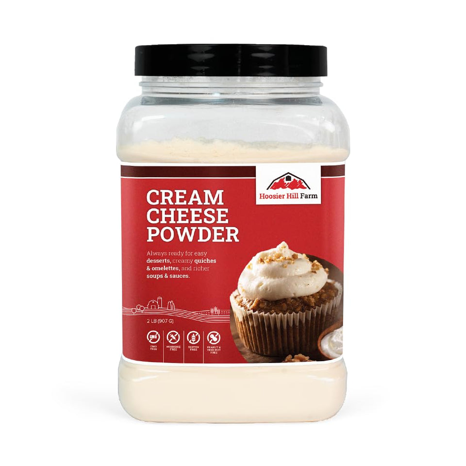 Hoosier Hill Farm Cream Cheese Powder packaging ready for pantry storage and easy access