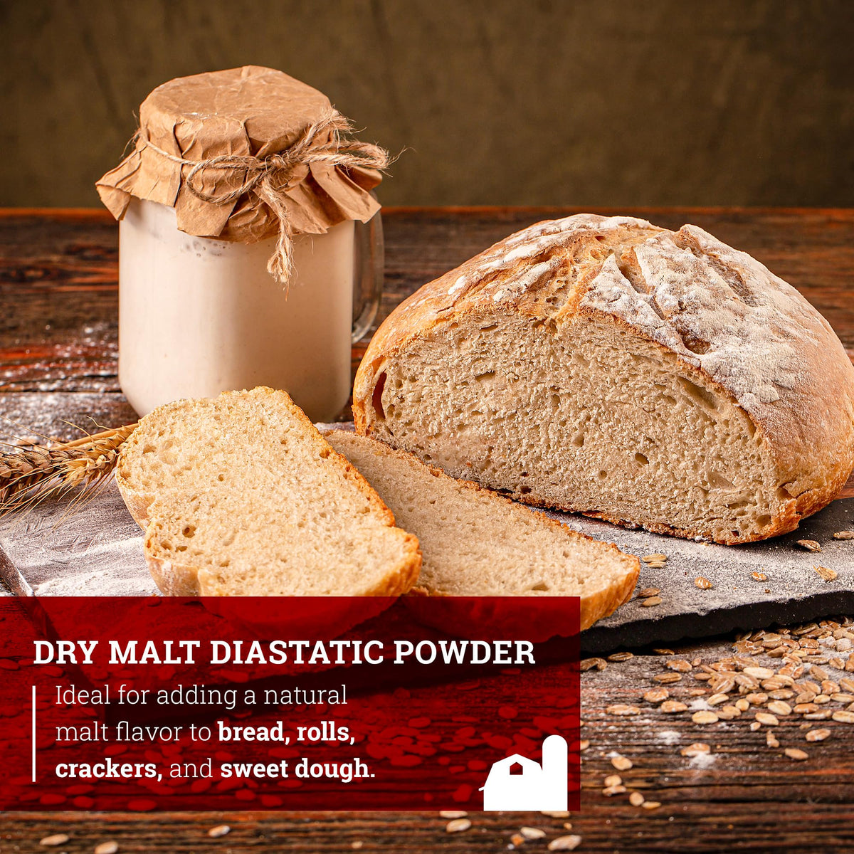 Dry malt powder in measuring bowl ready to mix into dough