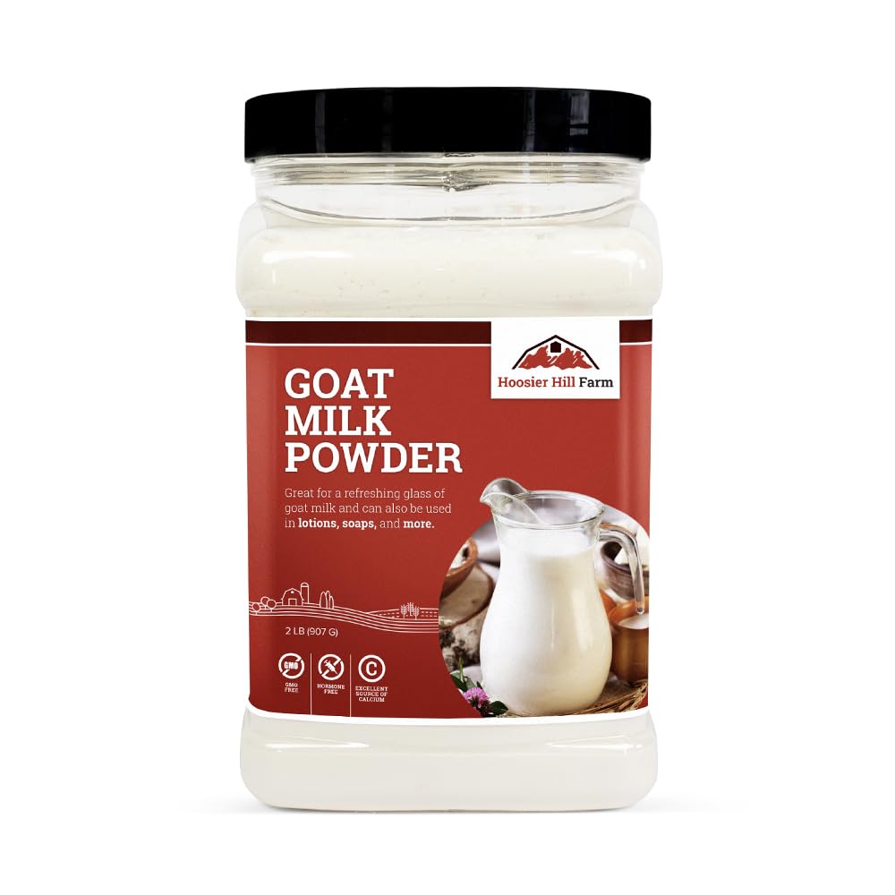 Hoosier Hill Farm goat milk powder bag closeup for smooth reconstitution and taste