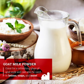 Front view of Hoosier Hill Farm Goat Milk Powder tub for convenient storage