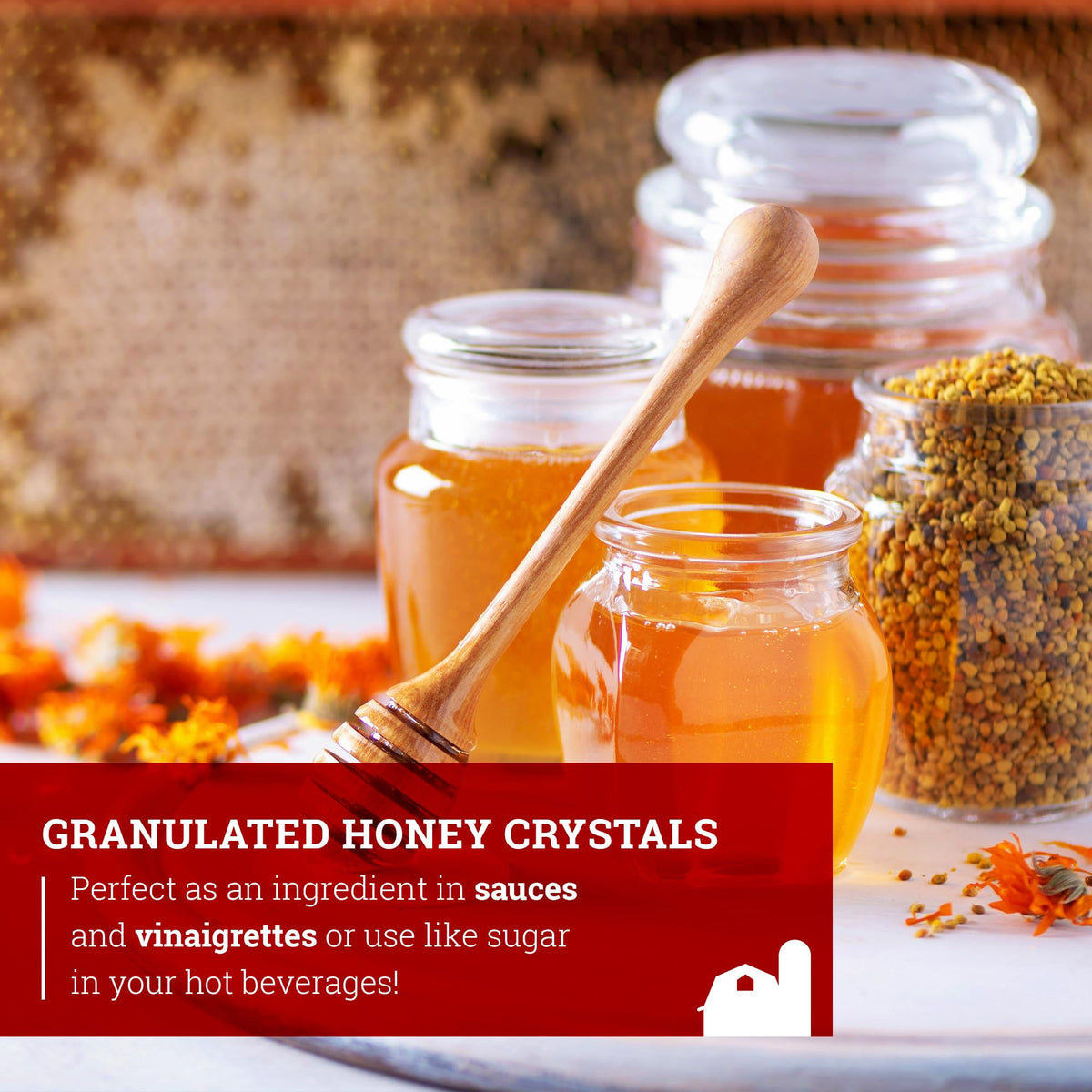 Hoosier Hill Farm granulated honey crystals baking use for desserts