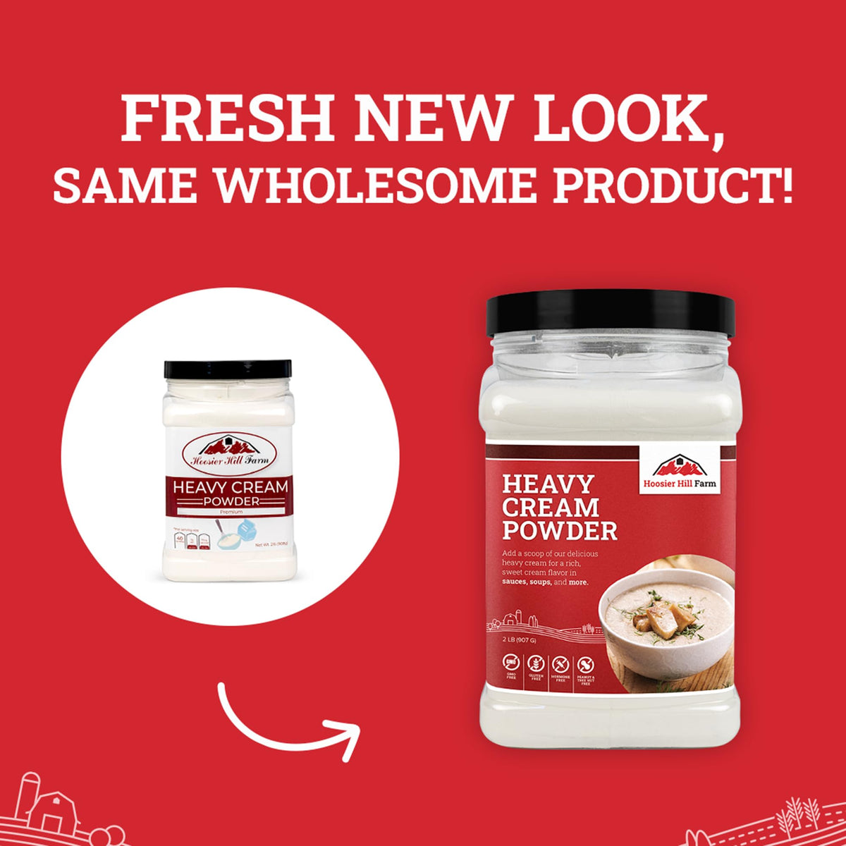 Hoosier Hill Farm Heavy Cream Powder allergen notice on packaging