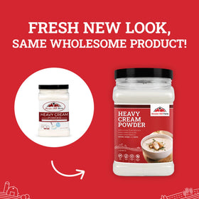 Hoosier Hill Farm Heavy Cream Powder allergen notice on packaging