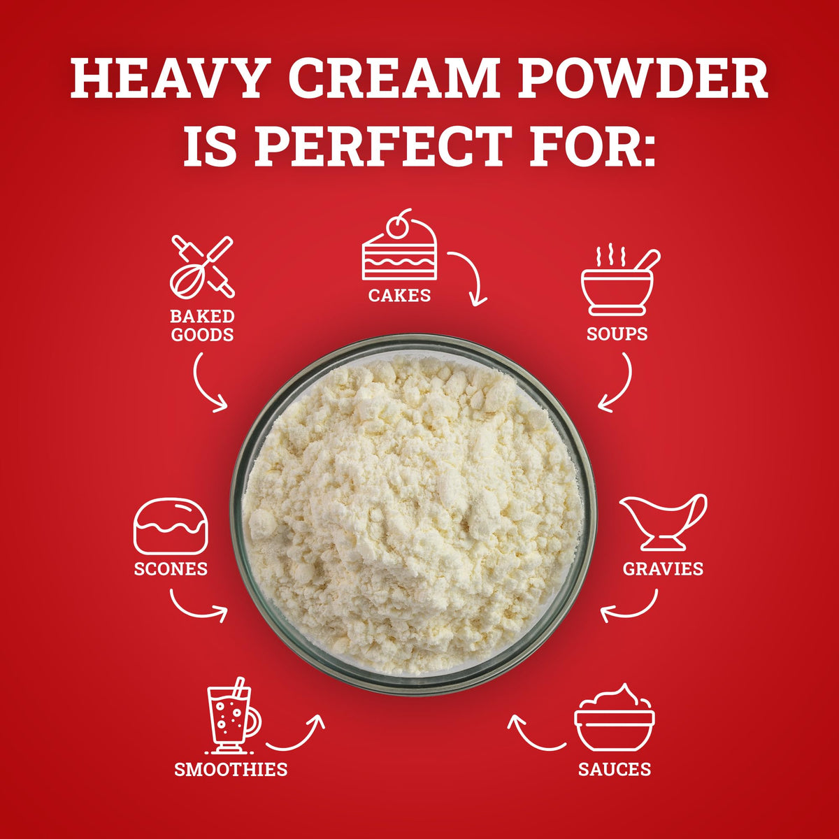 Hoosier Hill Farm Heavy Cream Powder in baking setup for desserts