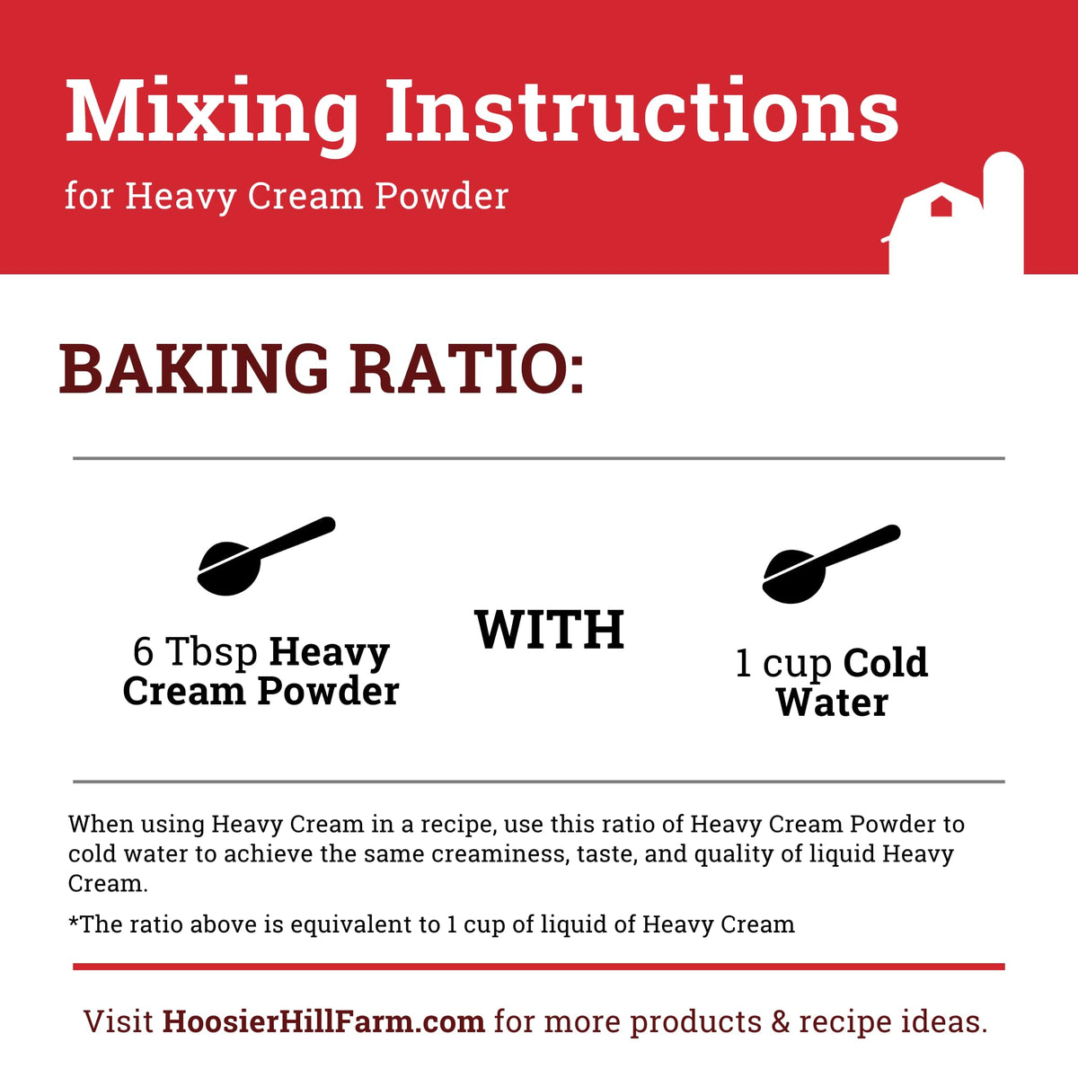 Hoosier Hill Farm heavy cream powder stored in a cool, dry pantry.