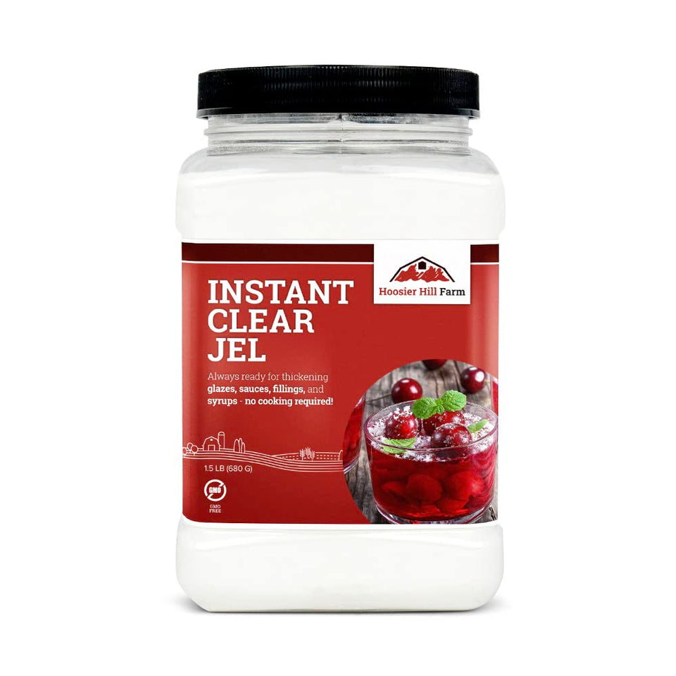Hoosier Hill Farm Instant Clear Jel packaging front for quick no-cook thickening.