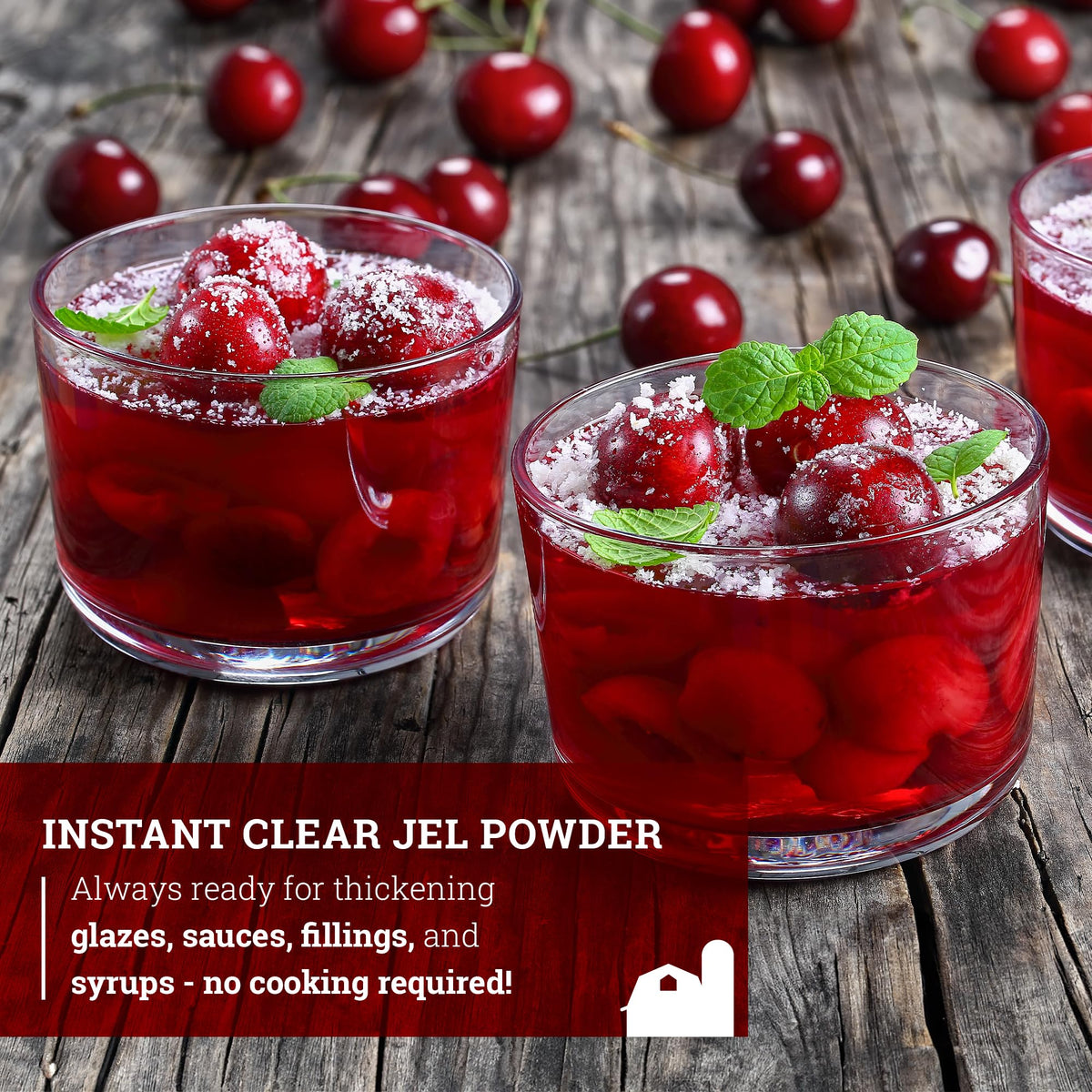 Hoosier Hill Farm Instant Clear Jel stored in cool, dry pantry.