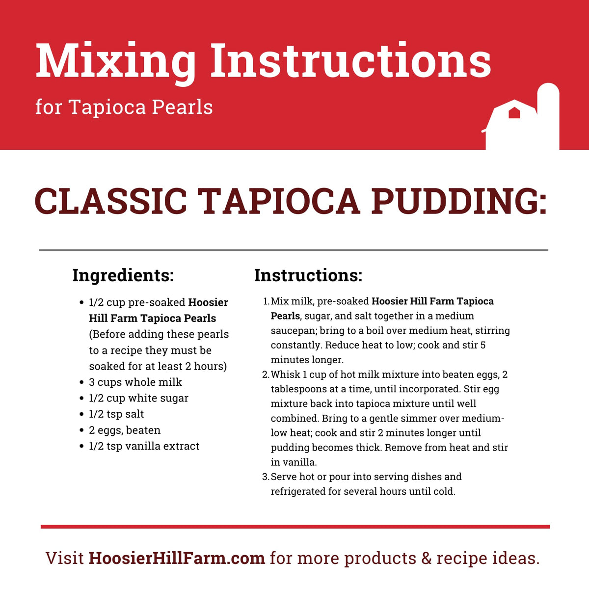 Hoosier Hill Farm large tapioca pearls stored properly helps maintain quality.