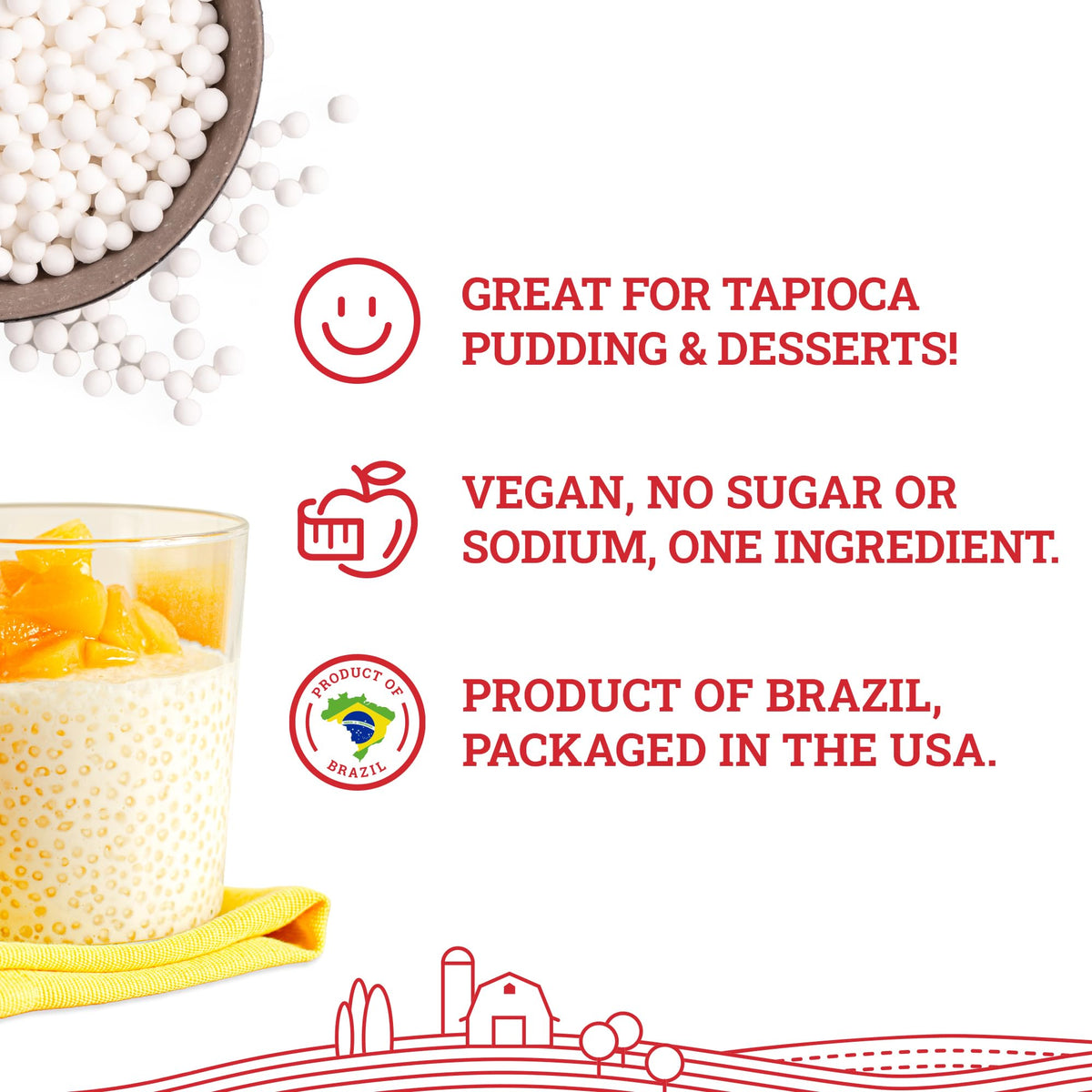 Hoosier Hill Farm large tapioca pearls uncooked pearls ready to soak for pudding.
