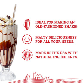 Hoosier Hill Farm Malted Milk Powder in a glass for malt shakes