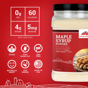 Hoosier Hill Farm Maple Syrup Powder dry-mix blends smoothly into batters.