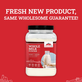 Milk powder allergen info highlighting milk content from Hoosier Hill Farm.