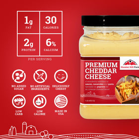 Close-up of Hoosier Hill Farm cheddar cheese powder texture from real cheese