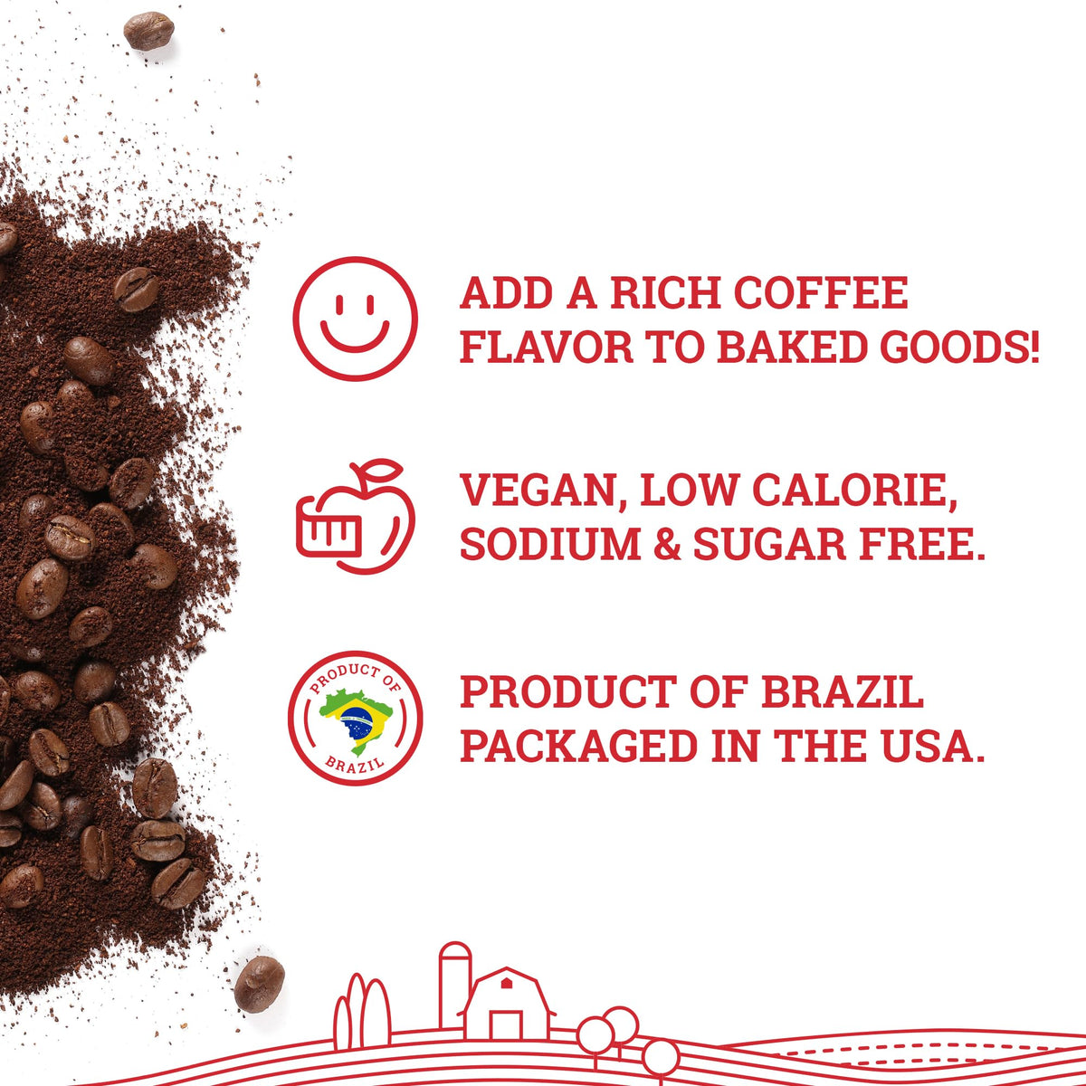 Hoosier Hill Farm Espresso powder scoop shows convenient measuring for recipes.