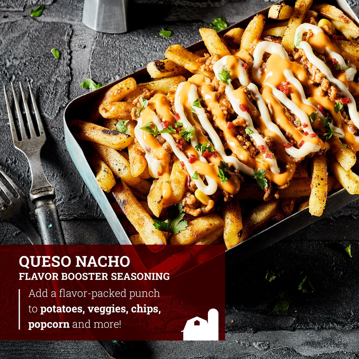 Hoosier Hill Farm Queso Nacho Seasoning shaker boosts nacho flavor on snacks