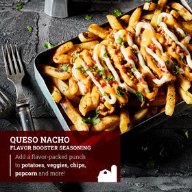 Hoosier Hill Farm Queso Nacho Seasoning shaker boosts nacho flavor on snacks
