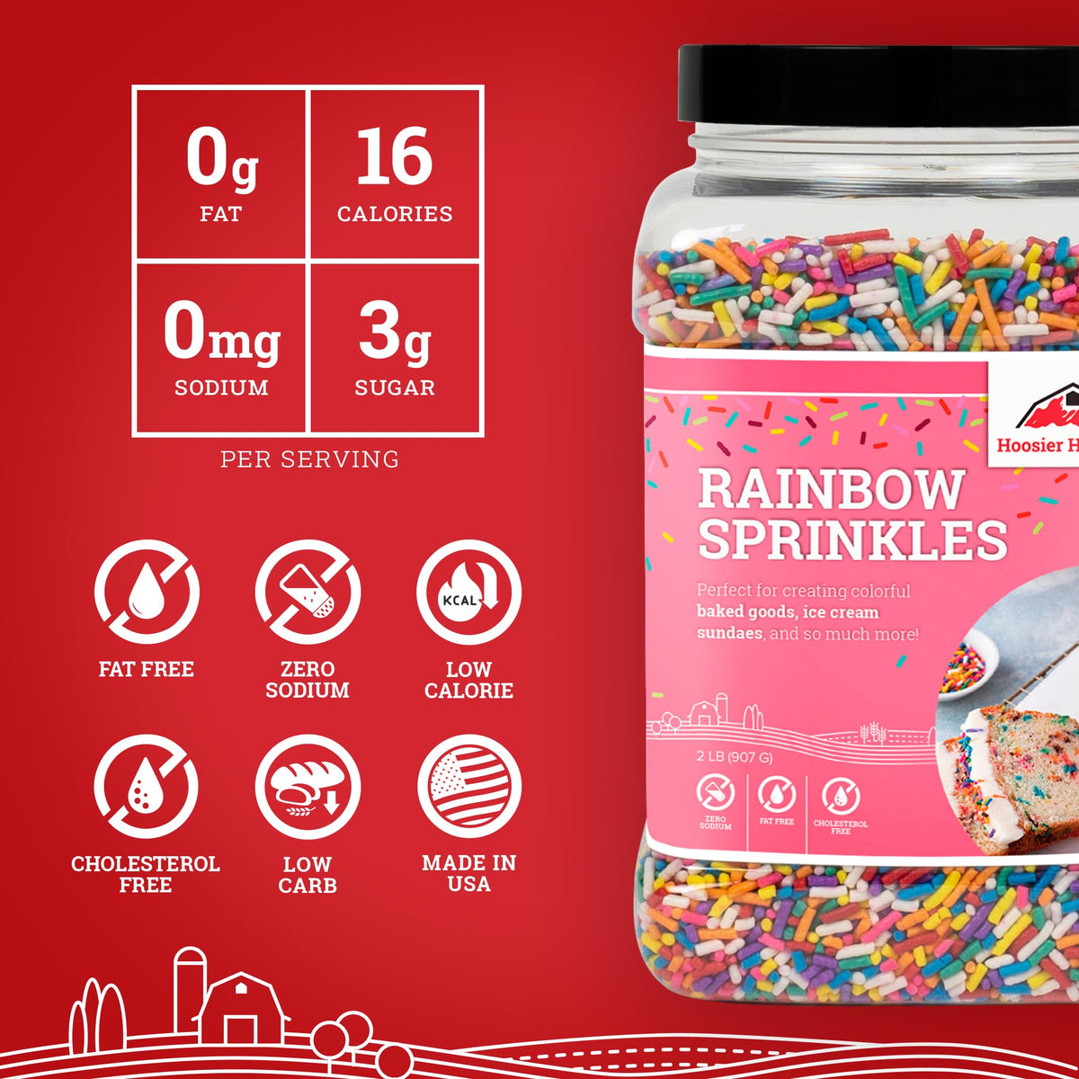 Hoosier Hill Farm Rainbow Sprinkles folded into batter for confetti texture.