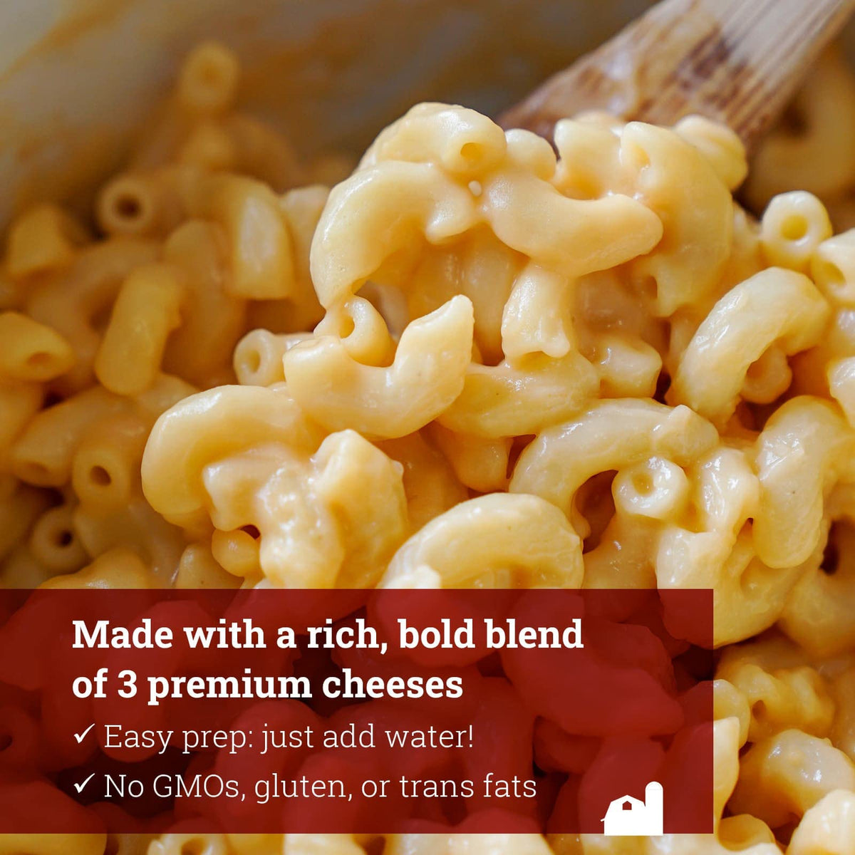 Hoosier Hill Farm Three Cheese Sauce Mix ingredients close-up, highlighting real butter and cheese blend.