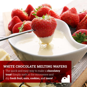 Coating strawberries using Hoosier Hill Farm white melting wafers.