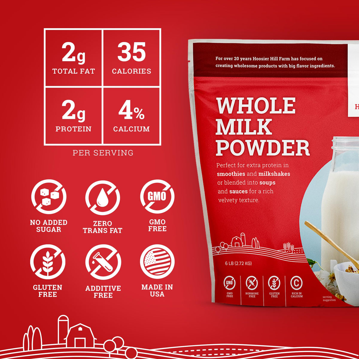 Hot cocoa made creamy with Hoosier Hill Farm Whole Milk Powder.