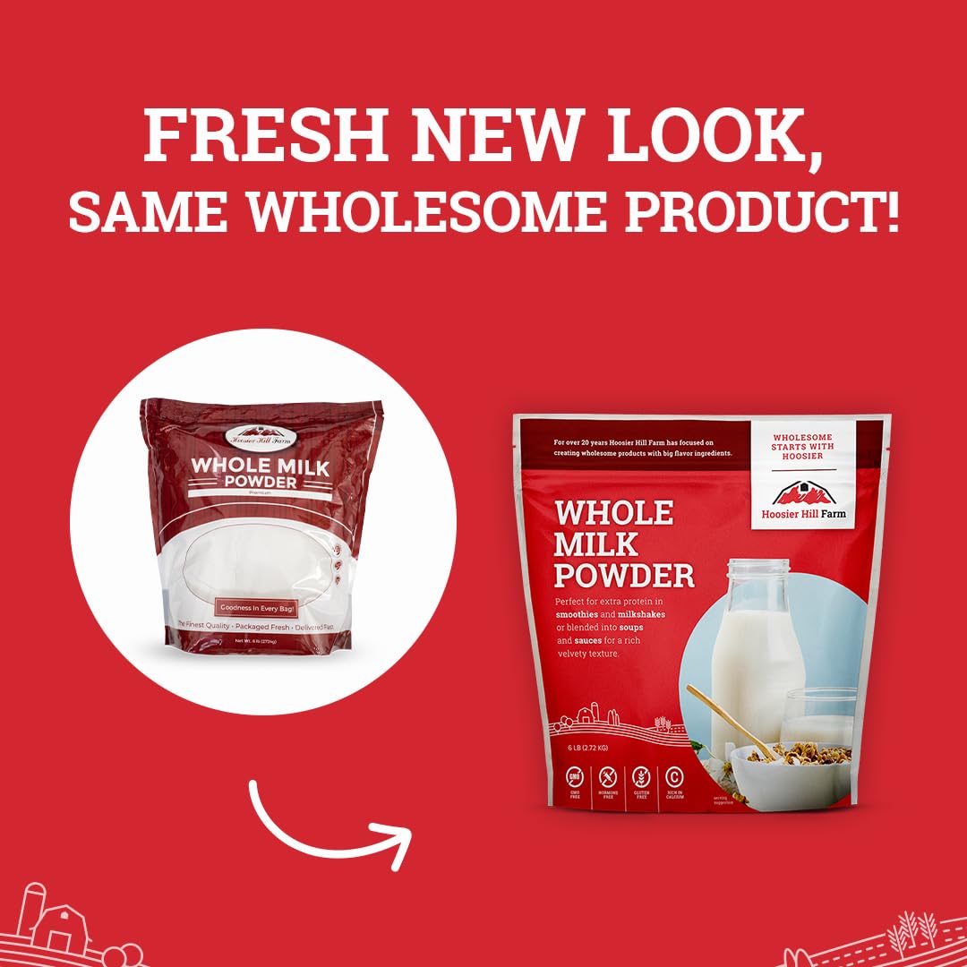 Reconstituted Hoosier Hill Farm Whole Milk Powder poured into a glass.