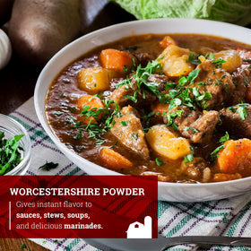 Hoosier Hill Farm Worcestershire Powder on beef steaks to boost flavor.