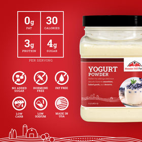 Hoosier Hill Farm Yogurt Powder on blender, perfect for vibrant smoothies