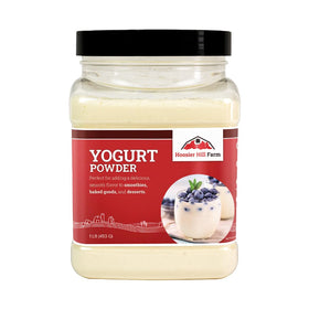 Hoosier Hill Farm Yogurt Powder, glossy packaging, ready for quick smoothie prep