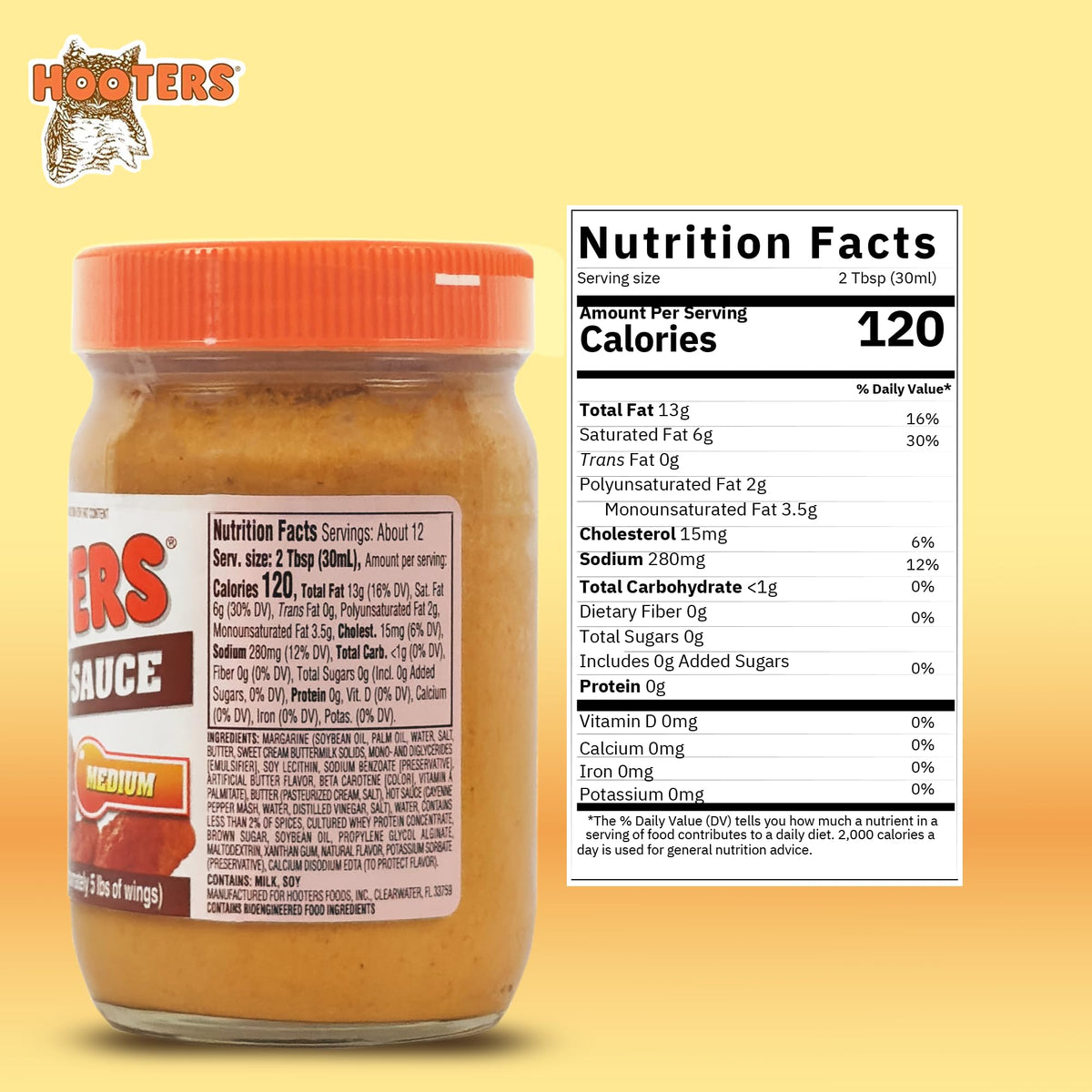 THE ORIGINAL HOOTERS Hooters Original Medium Wing Sauce 12 oz pack of six bottles ready for gatherings.