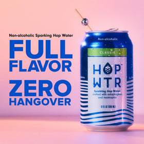 HOP WTR Classic 12-pack side view highlighting low-carb profile.