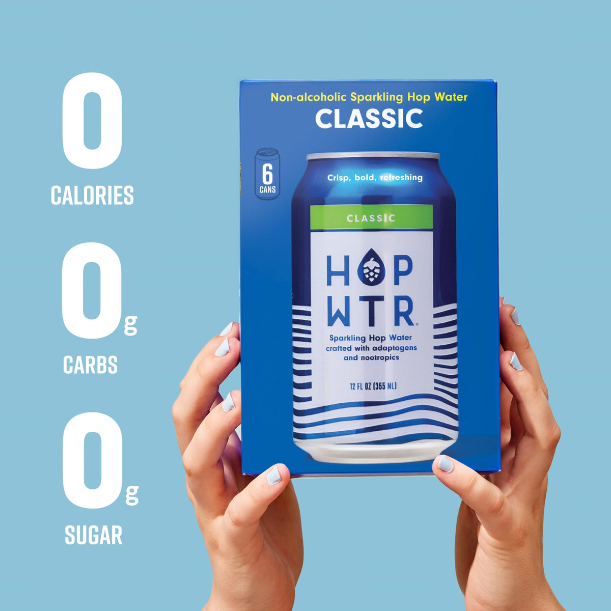 HOP WTR can being poured into a glass for a crisp, sparkling sip.