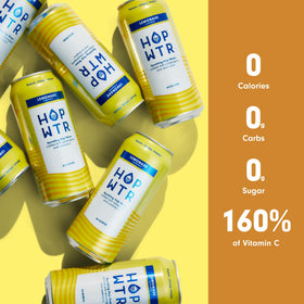 HOP WTR Lemonade sparkling glass pour showing hops aroma and fizz.