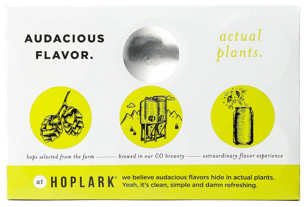 Hoplark Citra Hops sparkling water bubbles close-up highlights lively effervescence.