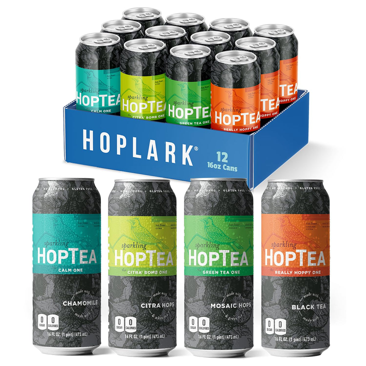 Hoplark Core Mixed Pack cans lined up, ideal for exploring four distinct flavors.