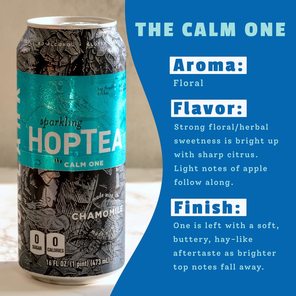 Hoplark The Calm One 16oz can emphasizes zero calories and unsweetened purity