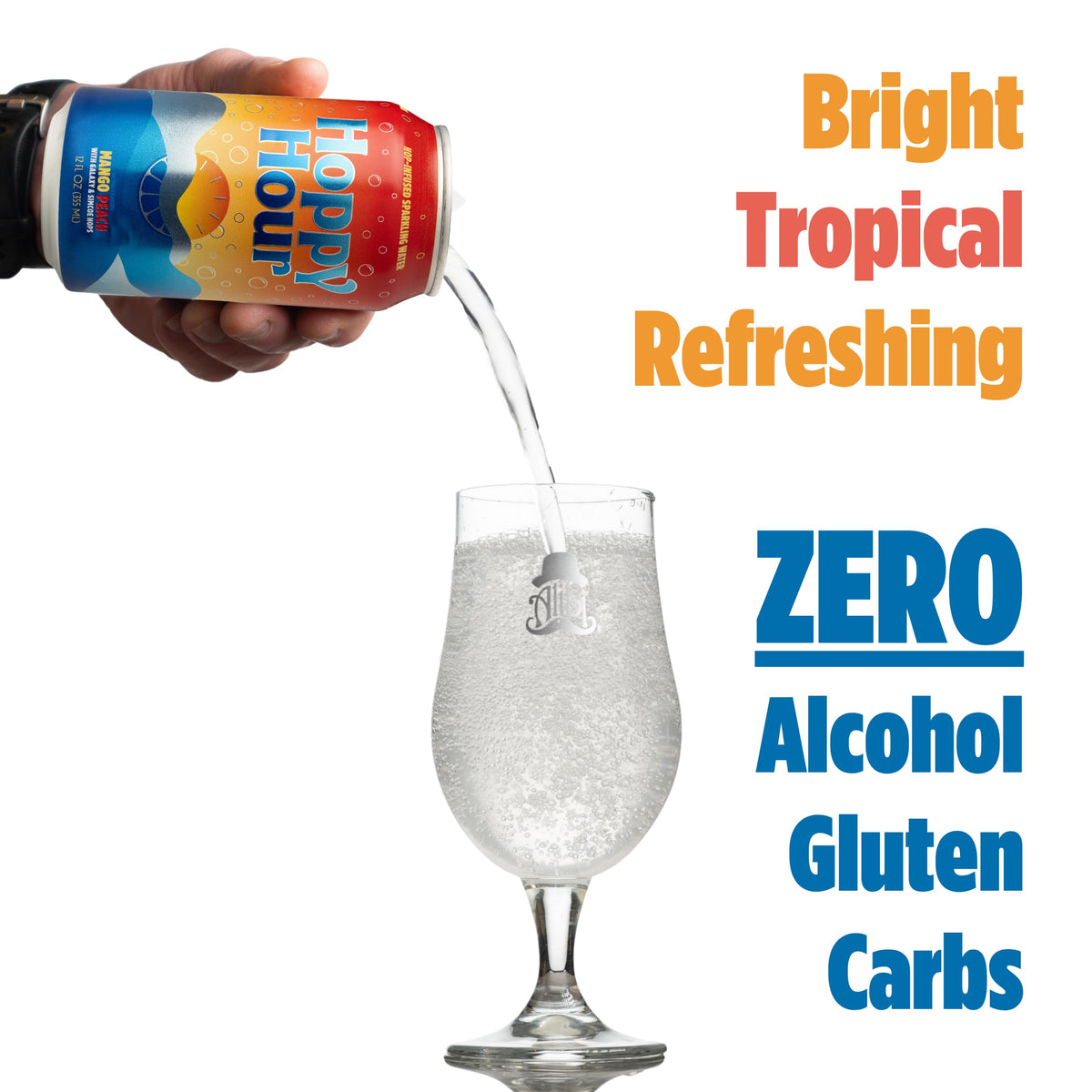 Hoppy Hour 12-pack display emphasizes convenient on-the-go beverages.