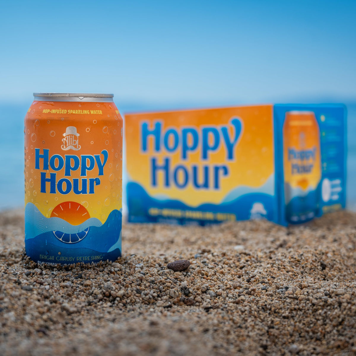 Hoppy Hour cold can on a desk, ready for a calm, focused moment.