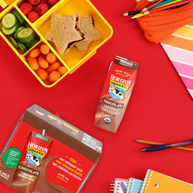 Horizon Organic 8 oz box provides convenient lunchbox nutrition with 8g protein.