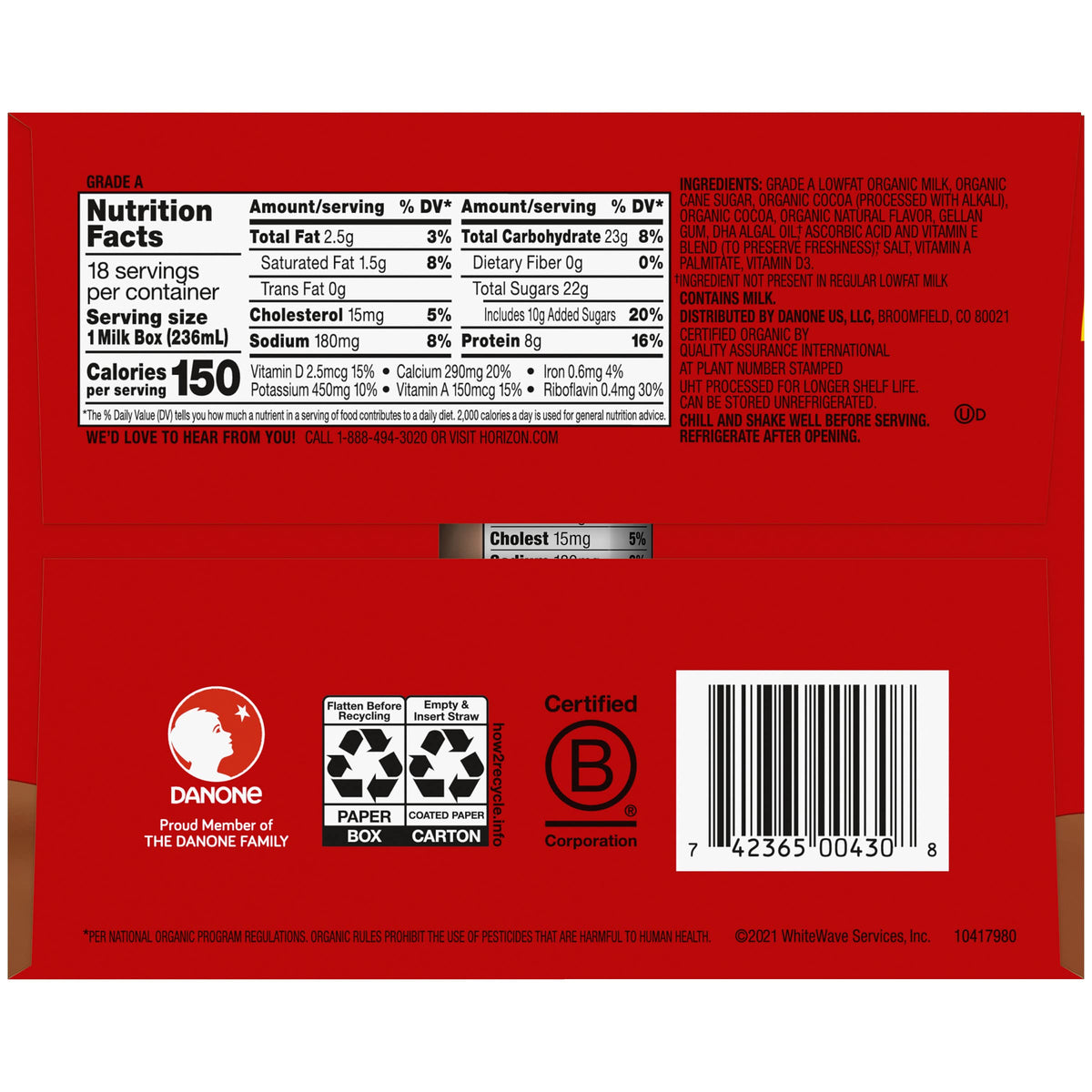 Horizon Organic chocolate milk box with flavor varieties for kids