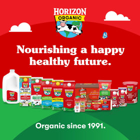 Creamy Horizon Organic milk powder reconstituted in cup for a smooth beverage.