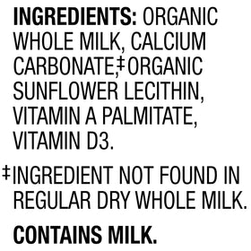 Horizon Organic shelf-stable milk powder stored on a pantry shelf.