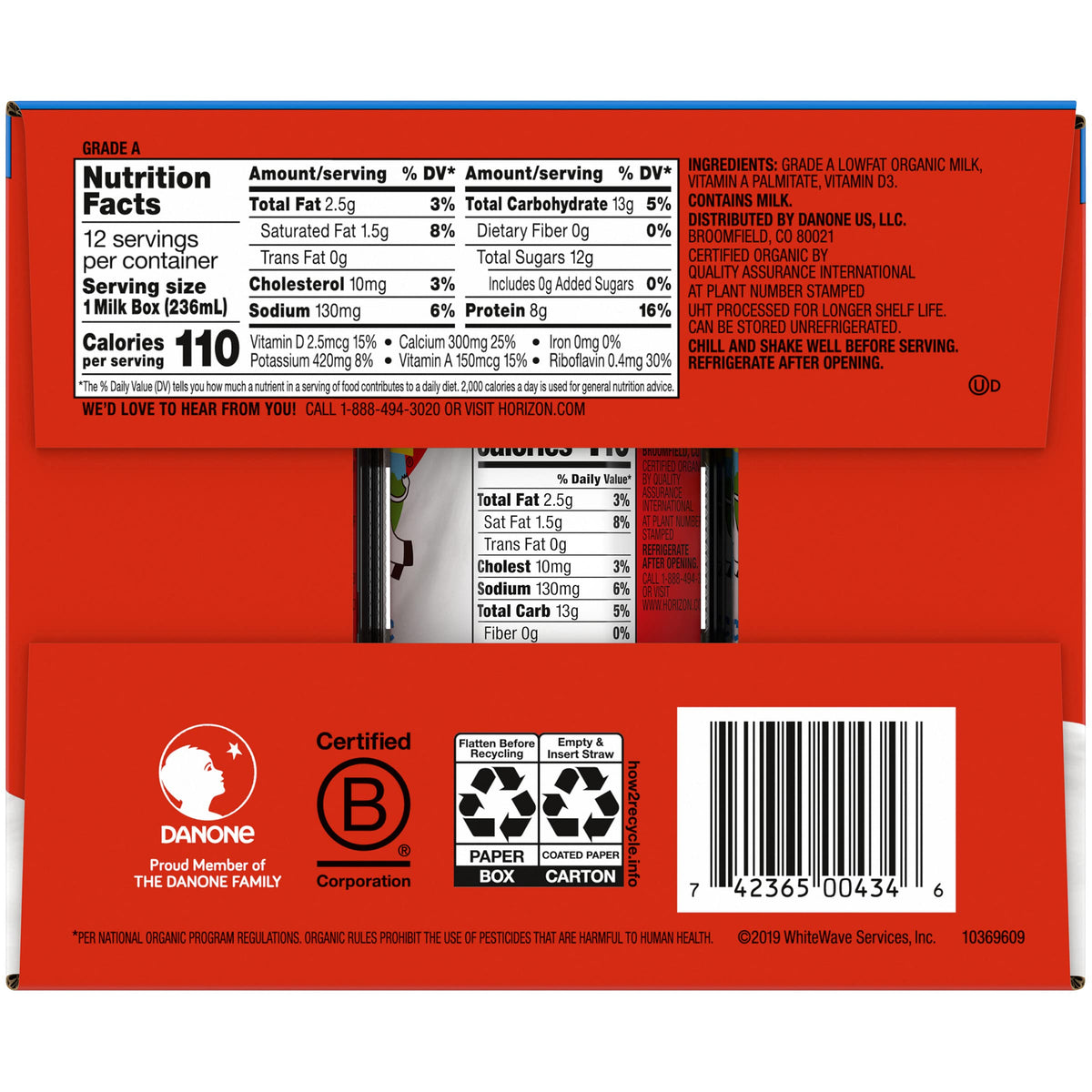 Horizon Organic milk box on-the-go packaging supports busy schedules.
